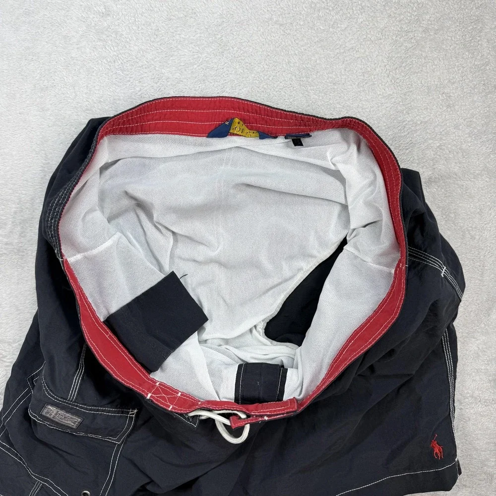 Polo Ralph Lauren‎ Swim Trunks Mens Large Navy Blue Red Board Shorts Beachwear